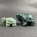 Statuine di tartaruga in pietra naturale verde intagliate a mano in marmo e gemma - Agata Indiana Grande
