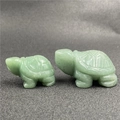 Aventurine green jade turtle figurines in varying sizes with detailed shell carvings - Small-Green Aventurine