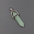 Natural green aventurine hexagonal crystal bullet pendant necklace with silver clasp - Green Aventurine