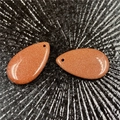 Polished teardrop goldstone pendant with sparkling facets for couple necklaces - Synthetic Goldstone