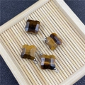 Tiger eye stone four-leaf clover pendants with silver metal rings for DIY jewelry - Tiger's Eye Pendant