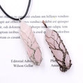 Rose quartz tree of life pendants in silver and antique bronze wire wrapping - Silver Wire Wrapped / Rose Quartz