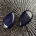 Deep blue sandstone teardrop pendants with star-like shimmering particles and polished finish - Blue Sandstone (Synthetic)