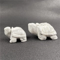 Natural white turquoise turtle figurine set with unique grey stone textures - Small White Turquoise