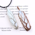 Handmade wire wrapped Tree of Life opal pendant necklace with silver and bronze finish - Silver Wire Wrapped / Synthetic Opal