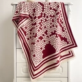 Thick geometric cashmere feel shawl in deep red and cream with elegant fringe - Honeycomb Geometric Style / Burgundy