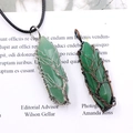 Tree of Life green crystal hexagonal pendant with silver and copper wire wrap - Green Aventurine