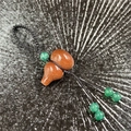 Goldstone double gourd pendant with green agate beads on a black woven cord - Goldstone (Synthetic)