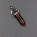 Natural mahogany obsidian bullet-shaped hexagonal stone pendant with silver metal bail clasp - Mahogany Obsidian