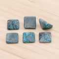 Cabochon piramidali in pietra marmorizzata blu-grigio con base quadrata per gioielli - Diaspro Paesaggio Blu