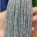 Close-up of 2-3mm faceted labradorite beads with blue flash for DIY jewelry making - 1 Strand Labradorite