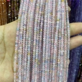 Macro detail of faceted Amazonite abacus beads in mixed pastel colors for jewelry making - Morganite Crystal 1 Strand