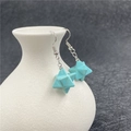 Blue turquoise Merkaba star drop earrings with silver hooks for women - Synthetic Turquoise