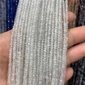 Macro detail of faceted natural moonstone beads showing distinct blue light flash - Moonstone 1 Strand
