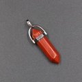 Polished red jasper hexagonal bullet pendant with minimalist silver-tone metal bail - Red Jasper