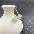 Merkaba star earrings with light green translucent natural stone and silver hooks - Green Aventurine