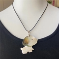 Cartoon dog necklace pendant crafted from natural white shell on a black cord - Dog Style 1