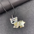 Cartoon tiger pendant necklace with natural shell inlay and black woven cord - Cartoon Spliced Tiger (Cat Style 5)