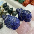 2-inch hand-carved natural blue sodalite turtle figurine with unique white marble veins - Small Blue Sodalite