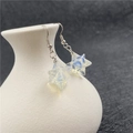 Merkaba star earrings with translucent opal stones on silver hooks for women - Opalite (Synthetic)