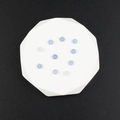 Flat round light blue natural stone beads for DIY jewelry making on white display - 10 Pieces Pack / Blue
