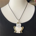 Handcrafted shell frog pendant necklace with iridescent white and gold mother-of-pearl - Frog