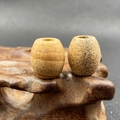 Natural agate stone barrel beads in vintage beige with brown speckled texture finish - 1 Piece / Jasper