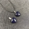 Blue Goldstone heart pendant necklace with shimmering star effect and black cord - Blue Goldstone (Synthetic)