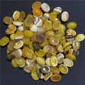 Mucchio di cabochon ovali in agata naturale con motivi a strisce arancioni e bianche - Agata a Strisce Gialle