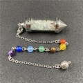 Handmade chakra crystal pendulum pendant featuring light blue stones and silver chain - Amazonite