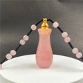 Pink crystal perfume bottle pendant necklace with gold cap and black braided cord - Bottle Shape Pendant (1PC) / Pink (Rose Quartz)