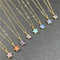 Set of 8 gold star necklaces with colorful semi-precious stone star pendants - Random 1Pc