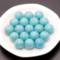 Polished round turquoise stone bead with black mesh texture for jewelry making - Blue Turquoise (Synthetic)