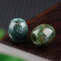 Polished green agate barrel beads 16x18mm with a 5mm large hole for DIY jewelry - 1 Piece / India Agate