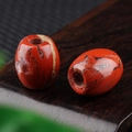 Polished red jasper barrel bead with natural patterns for DIY jewelry making - 1 Piece / Rainbow Stone