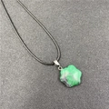 Green stone flower pendant necklace with black cord for men and women - Malachite (Synthetic)