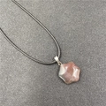Natural flower agate star pendant necklace with hand-woven black cord for couples - India Agate