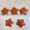 Five pieces of polished red jasper stone carvings in five-pointed star shape - Red Jasper