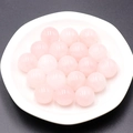 Polished natural rose quartz crystal balls in a round tray, 16mm smooth pink spheres - Rose Quartz