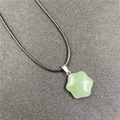 Light green star-shaped pendant necklace with a black braided cord for men and women - Green Aventurine