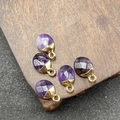 Five-piece set of purple faceted crystal pendants with gold-plated edges for DIY jewelry - Amethyst Style