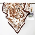 Vintage silk scarf featuring brown butterfly prints and a classic deep brown border - Butterfly Print (Rzw90-2) / Coffee