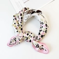 Elegant silk scarf featuring pink and green floral prints with vintage carriage motifs - Pink Trim