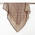 Vintage geometric print square scarf in brown and cream with elegant silky drape - Brown