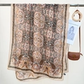 Ethnic paisley print shawl in beige and brown bohemian style hanging on a stand - 85*180cm / Khaki Edge