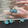 Faceted turquoise small oval pendant with gold plated rim for DIY jewelry making - Blue Turquoise Style (Synthetic)