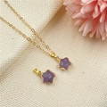 Golden star necklace featuring a purple crystal pendant for women minimalist style - Amethyst
