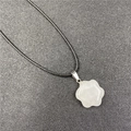 White translucent flower stone pendant necklace with adjustable black braided cord - White Crystal