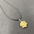 Star-shaped flower pendant necklace with natural red and green gemstone texture - Unakite
