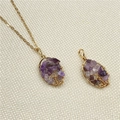 Amethyst Tree of Life necklace with handmade gold wire wrapping and crystal stones - Amethyst (Purple Chips)